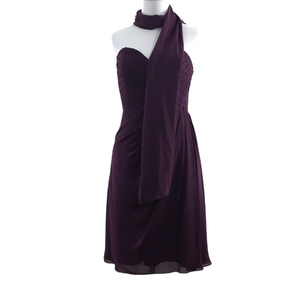 Mari Lee By‎ Madeline Gardner Purple Cocktail Strapless Dress Womens 8 Ruched